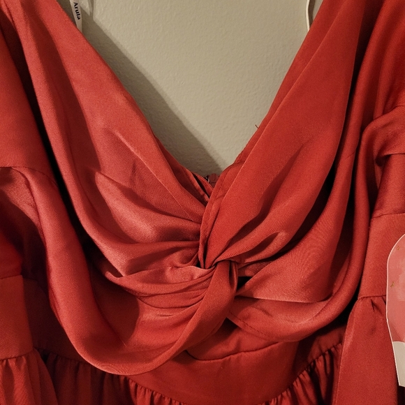 Arula Womens Red Boho Romantic Puff Sleeve Christmas Mini Party Dress. XL - Picture 4 of 12